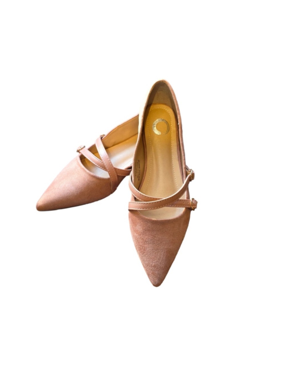 Journee Collection Patricia Crisscross Strap Pointed Toe Flats - Size 7 Blush - Picture 2 of 9